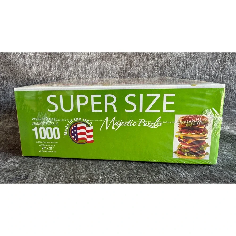 Majestic Puzzles Super Size Burger Cheeseburger 1000 Piece Jigsaw Puzzle Sealed